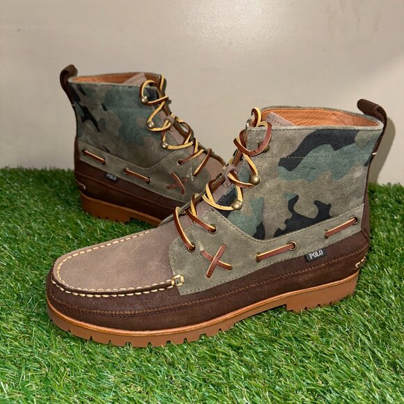 Polo Ralph Lauren Country Ranger MID Camo Brown Leather Suede Boots Men\'s main image 8